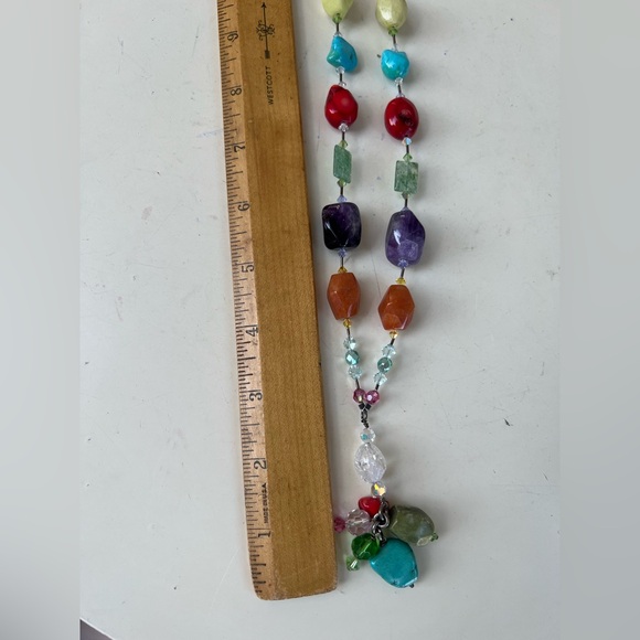 Vintage boho necklace choker style various beads & crystal beads - Picture 9 of 11